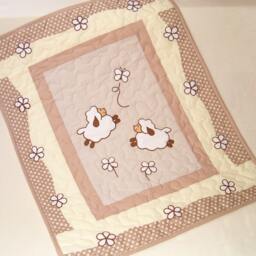 Baby Blanket, Organic Crib Beige Quilt Blanket - thumbnail 3