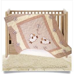 Baby Blanket, Organic Crib Beige Quilt Blanket - thumbnail 1