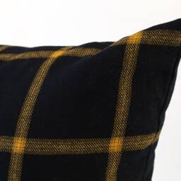 Navy & Gold Plaid Wool Pillow Cover, Dark Blue Yellow Cover - Made To Order - thumbnail 3