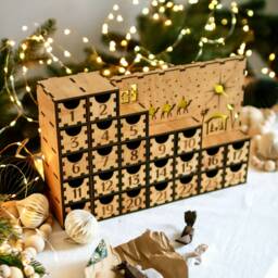 Wooden Advent Calendar With Nativity Scene 2025 - Christmas Decor & Gift For Kids Teens Adult Drawers - thumbnail 2