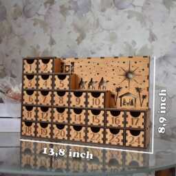Wooden Advent Calendar With Nativity Scene 2025 - Christmas Decor & Gift For Kids Teens Adult Drawers - thumbnail 3