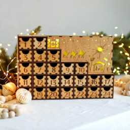 Wooden Advent Calendar With Nativity Scene 2025 - Christmas Decor & Gift For Kids Teens Adult Drawers - thumbnail 4