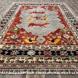 5x6 Modern Animal Print Pictorial Rug - Hand-Knotted Woolen Area Carpet Unique Artistic For Living Room, Bedroom, Office Decor Gift - thumbnail 2