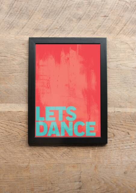 Let's Dance Lyric Art Print David Bowie Song, Red & Blue Wall Decor