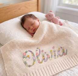 Custom Floral Name Baby Blanket, Gift, Swaddle, Flower Design Cotton Newborn Hospital Gift