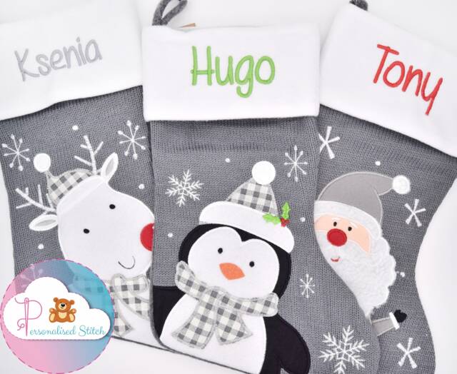 Personalised Christmas Stocking Embroidered Xmas Stockings Personalized Gift My First Baby Keepsake - image 1