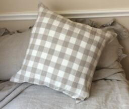 Buffalo Check Euro Sham Covers, 100% Linen, Accented Euro Pillow Sham Covers, All Sizes, 12x16, 16x16, 18x18, 20x20, 24x24, 26x26 - thumbnail 1