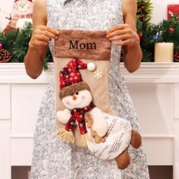 Personalized Christmas Stocking Holidays Decoration Snowman Monogram Stockings Ornaments - thumbnail 2