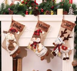 Personalized Christmas Stocking Holidays Decoration Snowman Monogram Stockings Ornaments - thumbnail 1