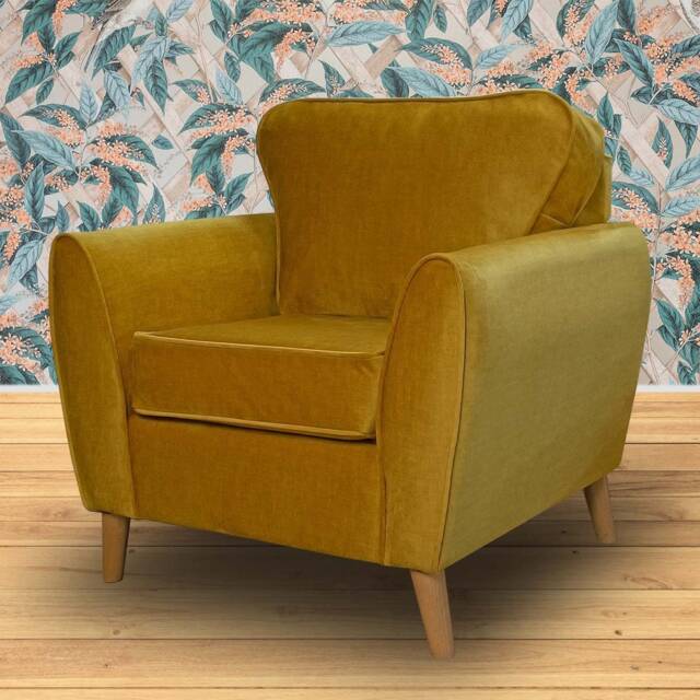 Gold Velvet Minimalist Chair - British Custom Made - image 1