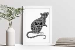 Personalised Rat Word Art Print, Rodent Lover Gift, Custom Wall Framed Picture, Present For Men, Women Nl - thumbnail 1