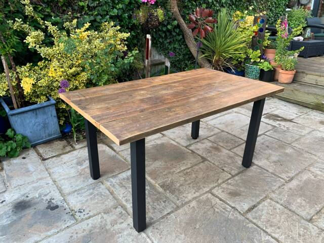 Industrial Exterior Dining Table/Wooden Wood Garden With Aluminium Legs Solid High Quality - image 1