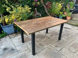 Industrial Exterior Dining Table/Wooden Wood Garden With Aluminium Legs Solid High Quality - thumbnail 1