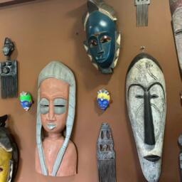 Hand Carved Sese Wood African Mask Ghanaian Adinkra Wall Decor - thumbnail 2