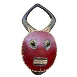 Hand Carved Sese Wood African Mask Ghanaian Adinkra Wall Decor - thumbnail 4