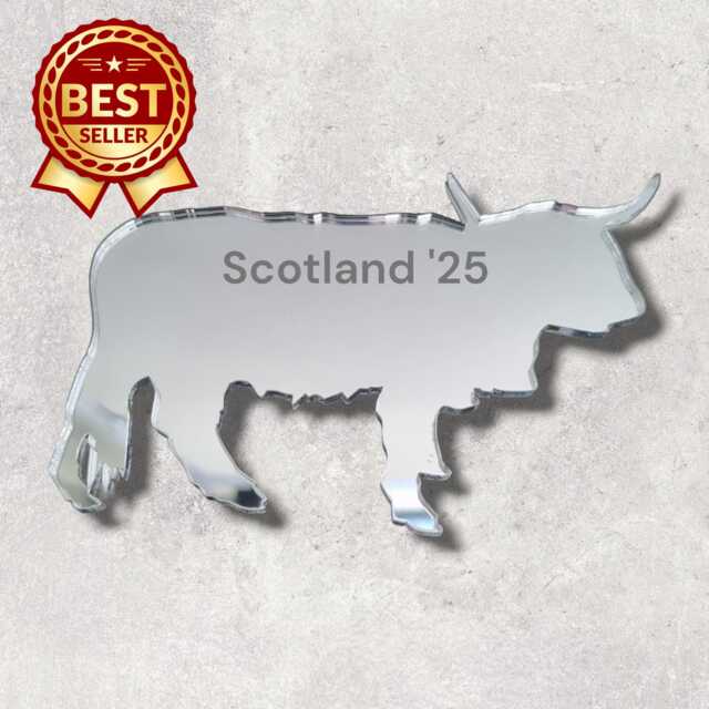 Highland Cow Acrylic Mirror Wall Art Personalized Engraving - image 1