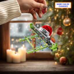 Custom Name Tile Cutter With Santa Hat & Christmas Lights Ornament, Tree Hanging Decor, Flat 2D Ornament - thumbnail 2