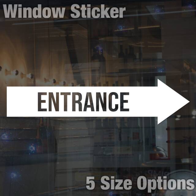 Entrance Arrow Sticker White Vinyl Window Door Decal - Size Options - image 1