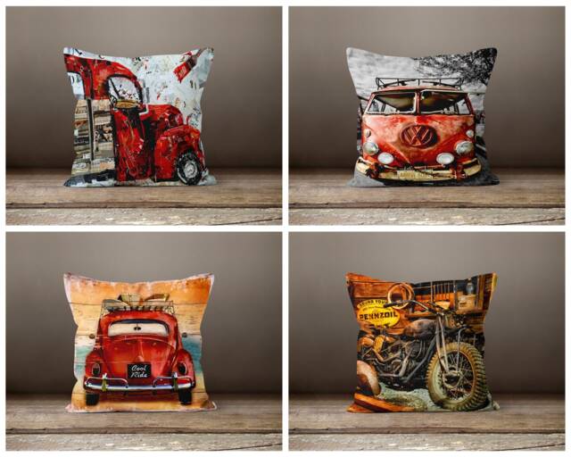 Car Cushion Cover-Motorbike Pillow Case-Bus Case-Van Cover-Gift For Him Cushion-Handmade Material - image 1