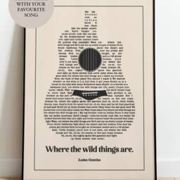 Custom Acoustic Guitar Song Lyrics Music Wall Art Print/Frame Not Included - thumbnail 2