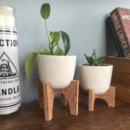 Desktop Plant Stand - Cork Mid Century Modern - thumbnail 1