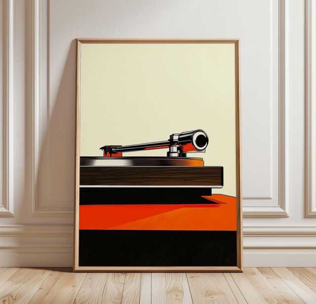 Turntable Poster - Vinyl Record Player Wall Art Retro Music Print Minimal Audio Decor - image 1