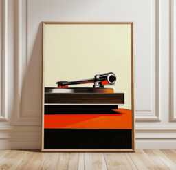 Turntable Poster - Vinyl Record Player Wall Art Retro Music Print Minimal Audio Decor - thumbnail 1