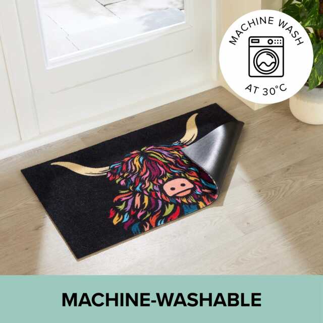 Highland Cow Indoor Washable Doormat 60x40cm - image 1