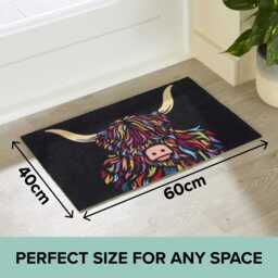 Highland Cow Indoor Washable Doormat 60x40cm - thumbnail 2