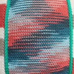 Crochet Throw Pillow/Cotton/Pattern, Green, Coral, Turquoise, Cream/16x16, Decorative Accent Pillow - thumbnail 4