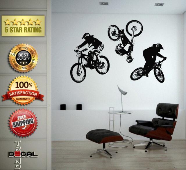 Three Mountain Bikes Wall Vinyl Sticker Mural Room Decor L1828 - image 1