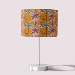 Lampshade Orange Pink Tiki Hula Print Velvet - Hawaii Tropical- Drum Lamp Shade 25cm 30cm 35cm 40cm 45cm Table Lamp, Ceiling Pendant - thumbnail 2