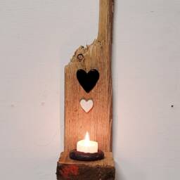 Dorset Driftwood Black & White Glazed Ceramic Heart Night Light Candle Holder Sconce - thumbnail 2