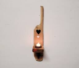 Dorset Driftwood Black & White Glazed Ceramic Heart Night Light Candle Holder Sconce - thumbnail 1