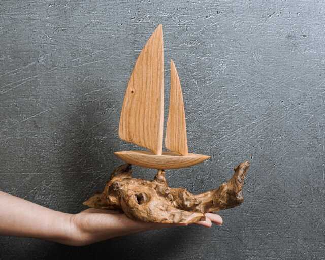 Handmade Wooden Sailboat Sculpture 8 - image 1