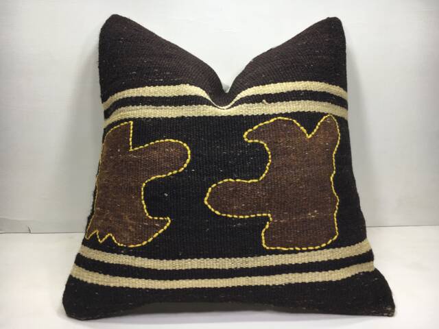 Vintage Turkish Kilim Pillow Cover, Handwoven Throw - 20x20 - image 1