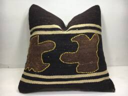 Vintage Turkish Kilim Pillow Cover, Handwoven Throw - 20x20 - thumbnail 1