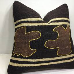 Vintage Turkish Kilim Pillow Cover, Handwoven Throw - 20x20 - thumbnail 2