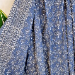 Kantha Stitch Pure Cotton Reversible Bed/Sofa Throw King Size Handmade Dohar Indigo Blue White Tree Of Life Pattern - Country Home Hygge - thumbnail 3