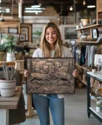 Sparring Elk Wall Art - Nature Inspired Engraved Wood Lithograph Illustration, Large Painting, Alaska Wildlife Camp Print - thumbnail 1