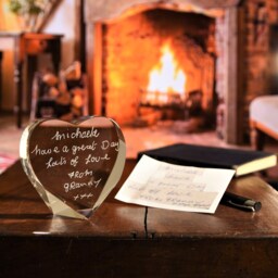 Hand Engraved Crystal Heart Ornament Personalised Handwriting Keepsake - thumbnail 2