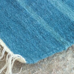 Handwoven Wool Rug Blue Ombre Striped Design - thumbnail 2