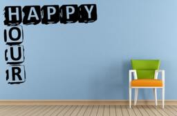 Happy Hour Cocktails Drinks Specials Stamp Sign Logo Store Shop Salon Window Wall Decal Vinyl Sticker Mural Room Decor L1718 - thumbnail 1