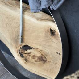 Loft Clock - Oak in A Steel Wall Hoop, Large Wooden 55 cm - thumbnail 4