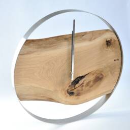 Loft Clock - Oak in A Steel Wall Hoop, Large Wooden 55 cm - thumbnail 3