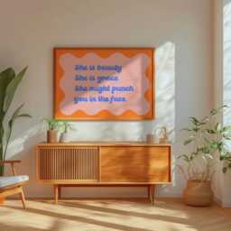 She Is Beauty Grace Might Punch You in The Face Print - Feminism Print, Funny Girly Prints, Teen Girl For Teenagers Room - thumbnail 3