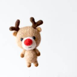 Christmas Reindeer Ornament, Felted Toy, Deer Holiday Decoration - thumbnail 3