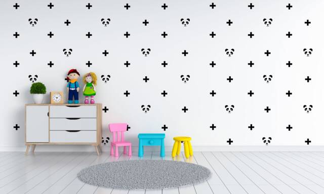 Wall Stickers in The Shape Of Panda & Cross Vinyl Sticker With Choice Colours For Walls Children's Rooms Baby - image 1