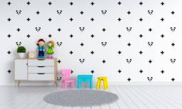 Wall Stickers in The Shape Of Panda & Cross Vinyl Sticker With Choice Colours For Walls Children's Rooms Baby - thumbnail 1