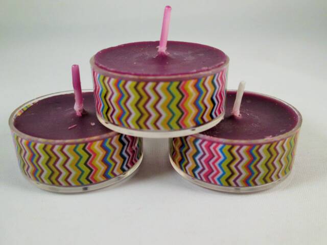 Purple Candles, Decorated Tea Lights, Washi Tealights, Party Plum Favours, Party Bags - image 1